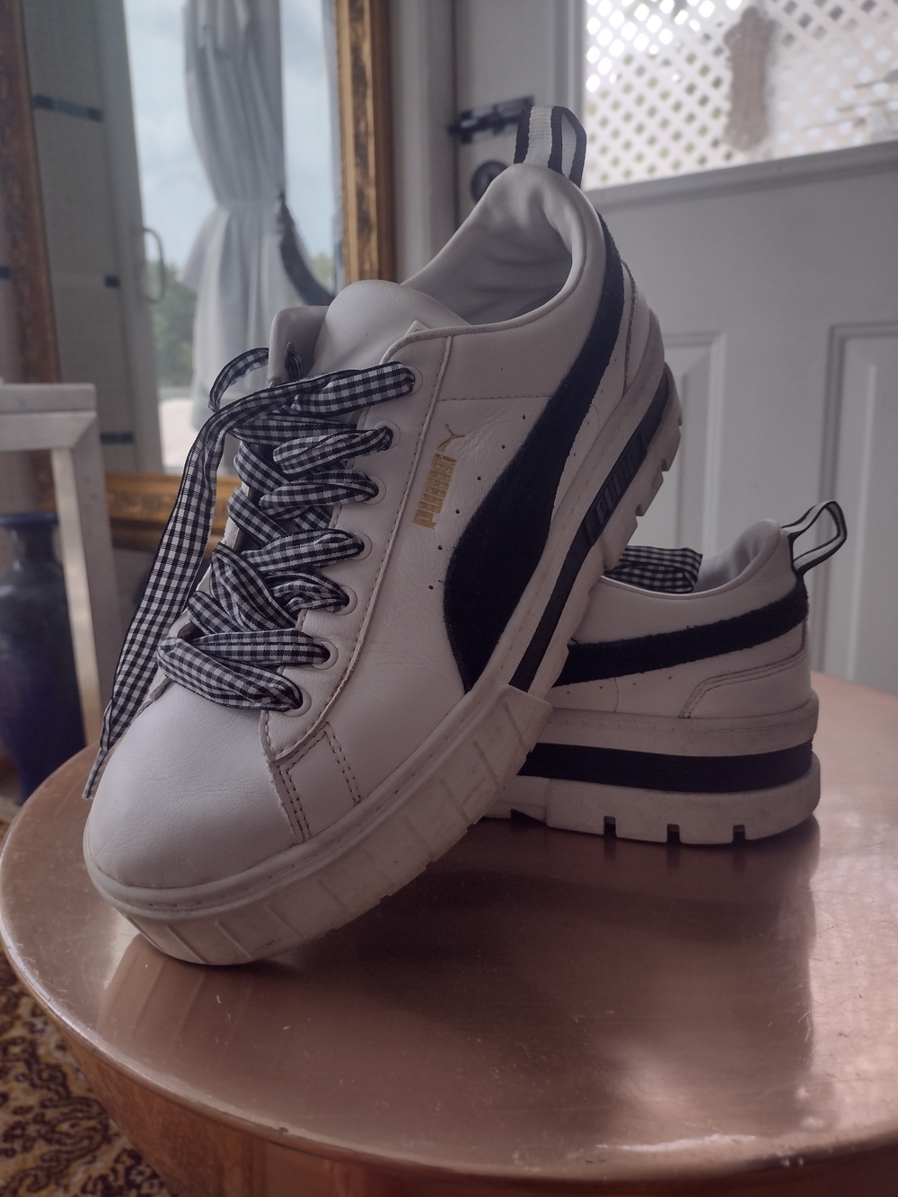 PUMA Women' White & Black Platform Sneakers